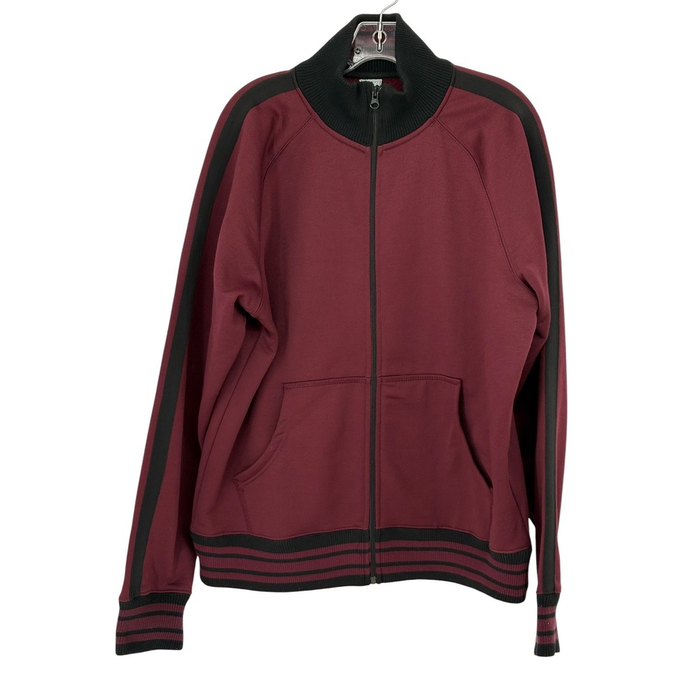 Old Navy Track Jacket Burgundy Vintage 2005 Striped Full Zip Large